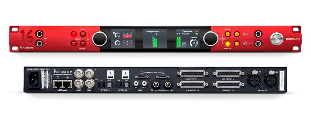 Focusrite Pro Red 16 Line audio hardware over ip leading technologies audiofader