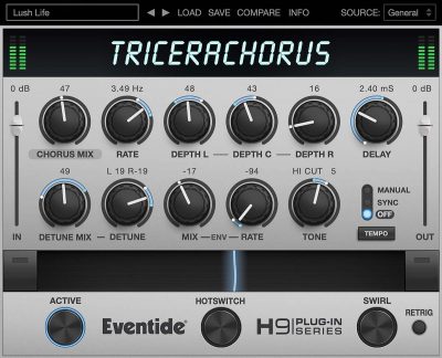 Eventide h9 TriceraChorus fx chorus plug-in audio software daw virtual strumenti musicali